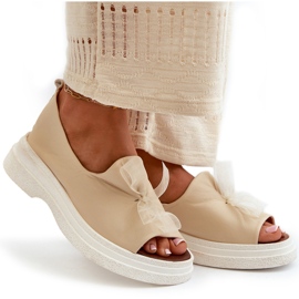 Zazoo 2939 Sandalias Mujer Piel Con Lazo, Beige Claro 10