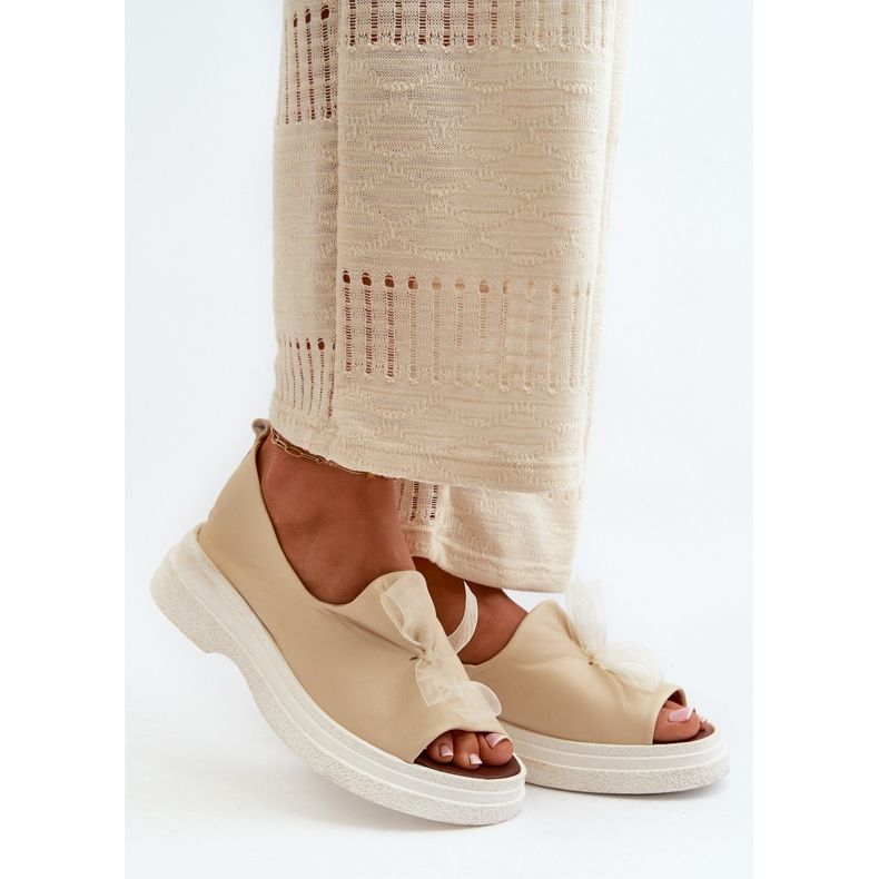 Zazoo 2939 Sandalias Mujer Piel Con Lazo, Beige Claro 2