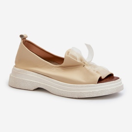 Zazoo 2939 Sandalias Mujer Piel Con Lazo, Beige Claro 4