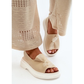 Zazoo 2939 Sandalias Mujer Piel Con Lazo, Beige Claro 5