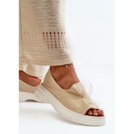 Zazoo 2939 Sandalias Mujer Piel Con Lazo, Beige Claro 6