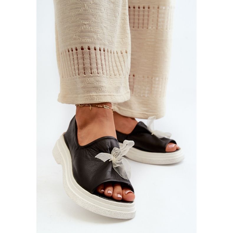 Zazoo 2939 Sandalias Mujer Piel Con Lazo, Negro 2