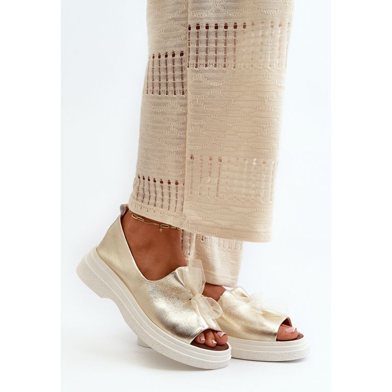 Zazoo 2939 Sandalias Mujer Piel Con Lazo, Dorado 2