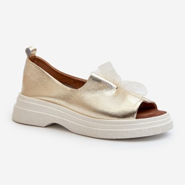 Zazoo 2939 Sandalias Mujer Piel Con Lazo, Dorado 4