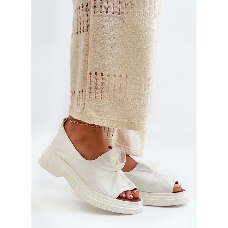 Zazoo 2939 Sandalias Mujer Piel Con Lazo, Blanco 2