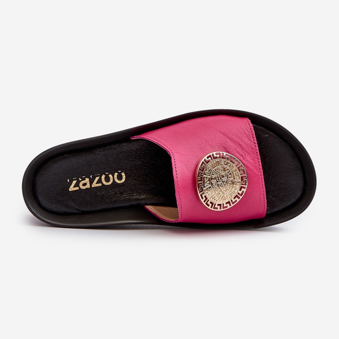 Zazoo 2920 Chanclas Mujer Piel Cuña Detalles Dorados Fucsia rosado 1 Zazoo 2920 Chanclas Mujer Piel Cuña Detalles Dorados Fucsia rosado 1