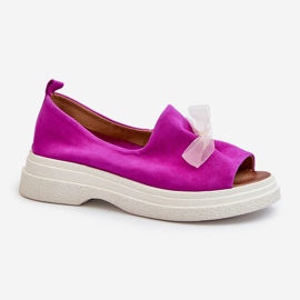 Zazoo 2939 Sandalias Mujer Ante Con Lazo, Fucsia rosado 4