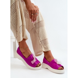 Zazoo 2939 Sandalias Mujer Ante Con Lazo, Fucsia rosado 7