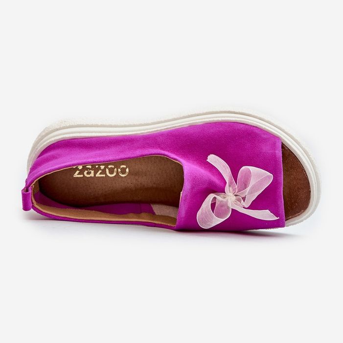 Zazoo 2939 Sandalias Mujer Ante Con Lazo, Fucsia rosado 1