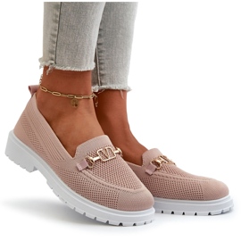 Mocasines Mujer Tacón Plano Detalle Dorado Limentia Rosa rosado 9