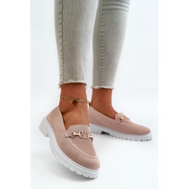 Mocasines Mujer Tacón Plano Detalle Dorado Limentia Rosa rosado 2