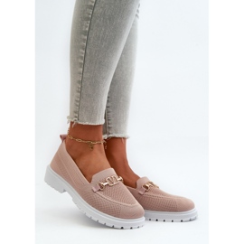 Mocasines Mujer Tacón Plano Detalle Dorado Limentia Rosa rosado 1