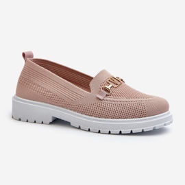 Mocasines Mujer Tacón Plano Detalle Dorado Limentia Rosa rosado 3