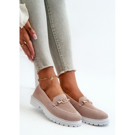 Mocasines Mujer Tacón Plano Detalle Dorado Limentia Rosa rosado 8