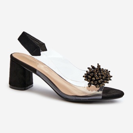 Sandalias De Mujer De Tacón Alto Con Parte Superior Transparente, Negro Aleola 4