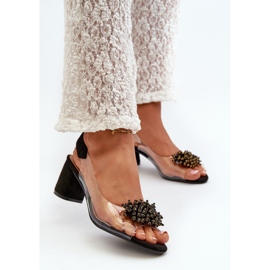 Sandalias De Mujer De Tacón Alto Con Parte Superior Transparente, Negro Aleola 3
