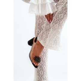 Sandalias De Mujer De Tacón Alto Con Parte Superior Transparente, Negro Aleola 7