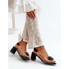 Sandalias De Mujer De Tacón Alto Con Parte Superior Transparente, Negro Aleola 9