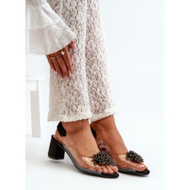 Sandalias De Mujer De Tacón Alto Con Parte Superior Transparente, Negro Aleola 1