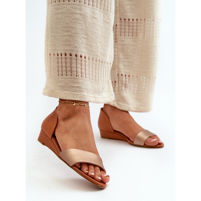 Sandalias de Piel Maciejka 1971-68 Marrón y Dorado 2