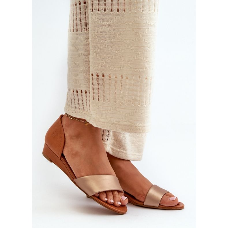 Sandalias de Piel Maciejka 1971-68 Marrón y Dorado 1
