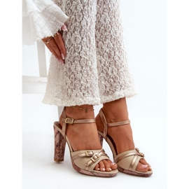 Sandalias Mujer Piel Con Tacón Alto Maciejka 06564-22 Beige-Dorado 8