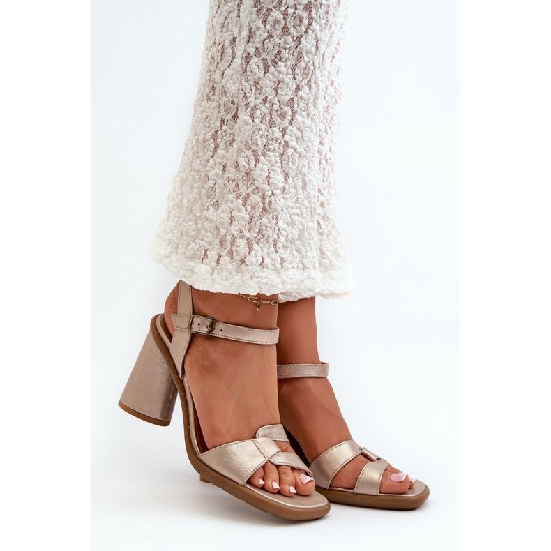 Sandalias de Piel con Tacón Alto Maciejka 06029-25 Dorado 2