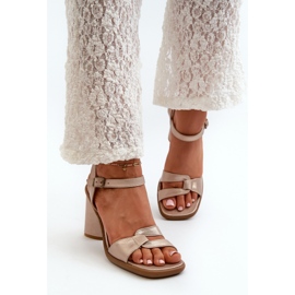 Sandalias de Piel con Tacón Alto Maciejka 06029-25 Dorado 5