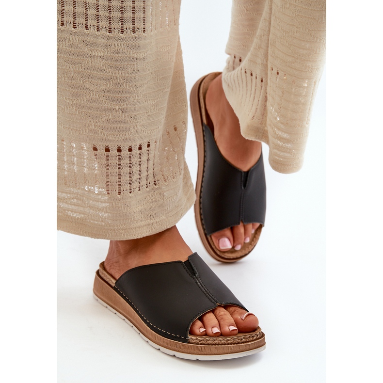 Chanclas de Mujer Cómodas Fabricadas en Piel Ecológica Inblu GS0003I1 Negro 1