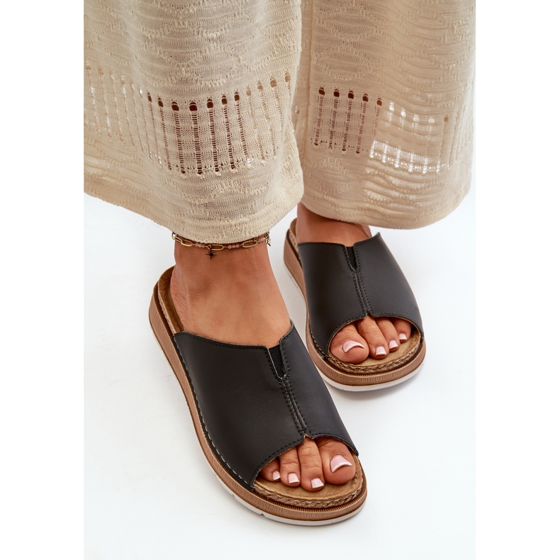 Chanclas de Mujer Cómodas Fabricadas en Piel Ecológica Inblu GS0003I1 Negro 2