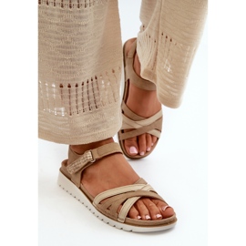 Sandalias Mujer Cómodas y Ligeras con Velcro Inblu CN000041 Beige y Dorado 5