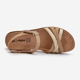 Sandalias Mujer Cómodas y Ligeras con Velcro Inblu CN000041 Beige y Dorado 1