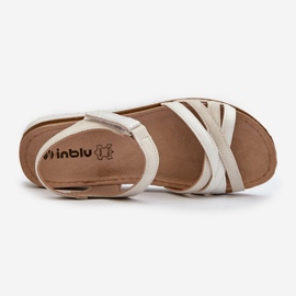Sandalias Mujer Cómodas y Ligeras con Velcro Inblu CN000041 Beige y Plata 1