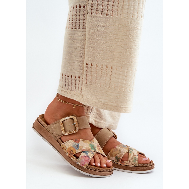 Chanclas de Mujer Cómodas con Hebilla de Flor Inblu GS000051 Marrón 1