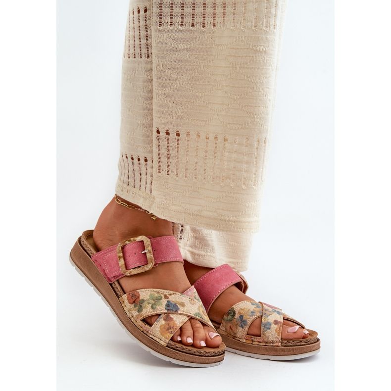 Chanclas de Mujer Cómodas con Hebilla de Flor Inblu GS000051 Rosa 1