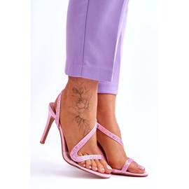 Slip de mujeres elegantes -en tacones altos sandalias rosas rosado 4
