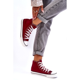 Sneakers Mujer Clásicas Altas Burdeos Remos rojo 4