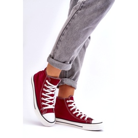 Sneakers Mujer Clásicas Altas Burdeos Remos rojo 2