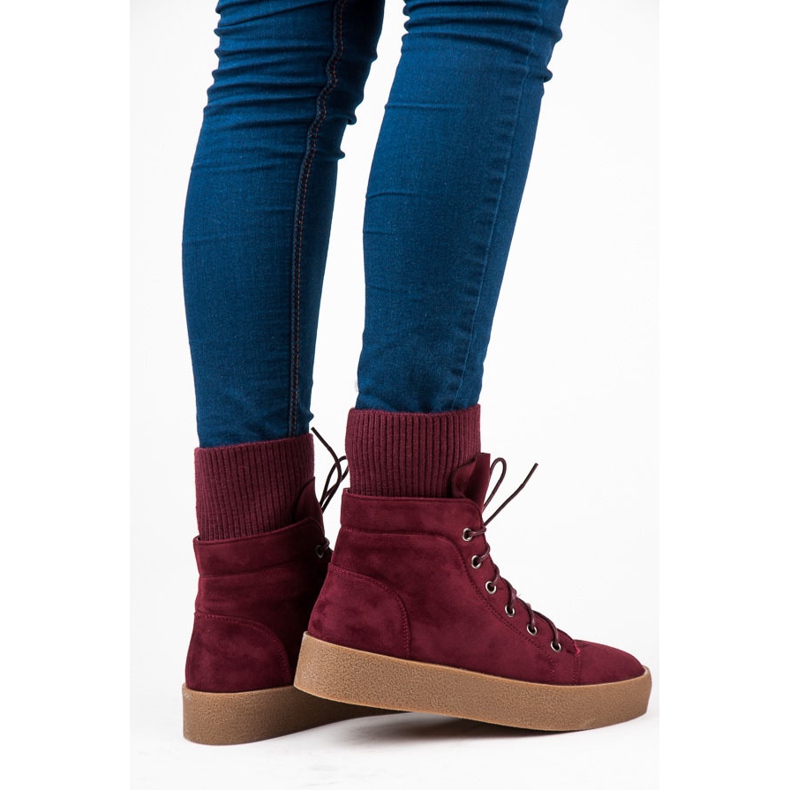 Ideal Shoes botas Creepers granate rojo 2 Ideal Shoes botas Creepers granate rojo 2