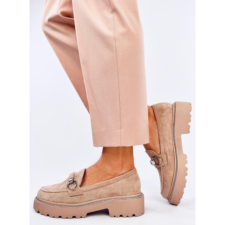 Mocasines Sheady ante caqui suela alta beige 2