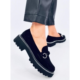 Mocasines Sheady de ante negro con suela alta 4
