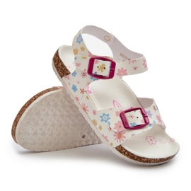 Sandalias infantiles con flores y hebillas, blanco Memoria 6
