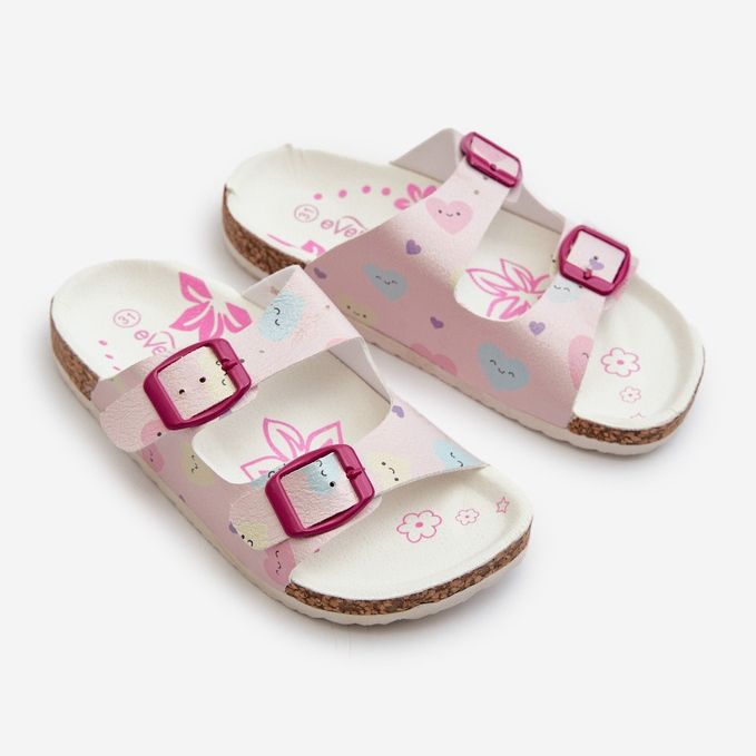 Chanclas Infantiles Con Hebillas De Corazón, Rosa Abiding 2