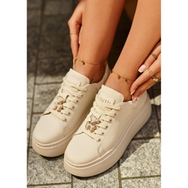 Zapatillas Mujer De Piel Con Plataforma Con Osito Beige Vinceza 66641 2