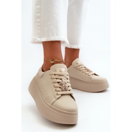 Zapatillas Mujer De Piel Con Plataforma Con Osito Beige Vinceza 66641 5