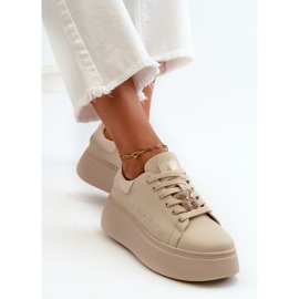 Zapatillas Mujer De Piel Con Plataforma Con Osito Beige Vinceza 66641 9