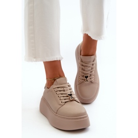 Deportivas Mujer de Piel con Plataforma Beige Vinceza 66700 7