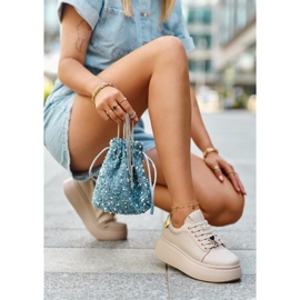Deportivas Mujer de Piel con Plataforma Beige Vinceza 66700 11