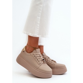 Deportivas Mujer de Piel con Plataforma Beige Vinceza 66700 4