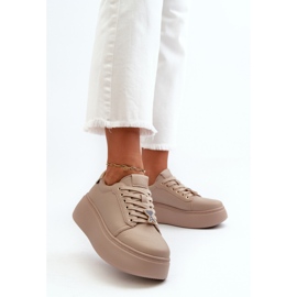 Deportivas Mujer de Piel con Plataforma Beige Vinceza 66700 5